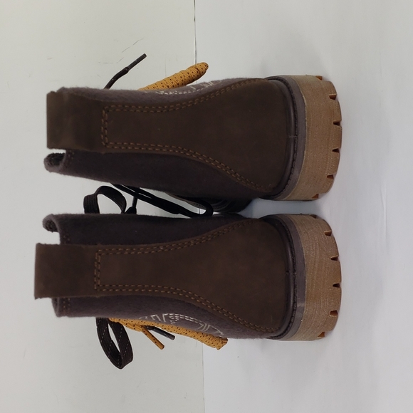 NEW TIMBERLAND A27FC LOGO EMBROIDERED NUBUCK LEATHER WOOL ANKLE BOOTS WOMEN'S 7 - Picture 4 of 11